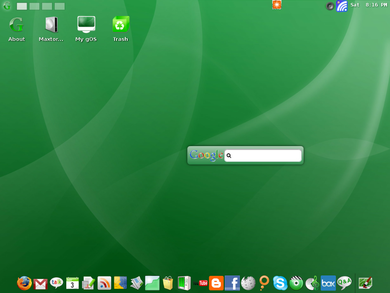 gOS, distribuição Linux, de interface intuitiva e atraente.